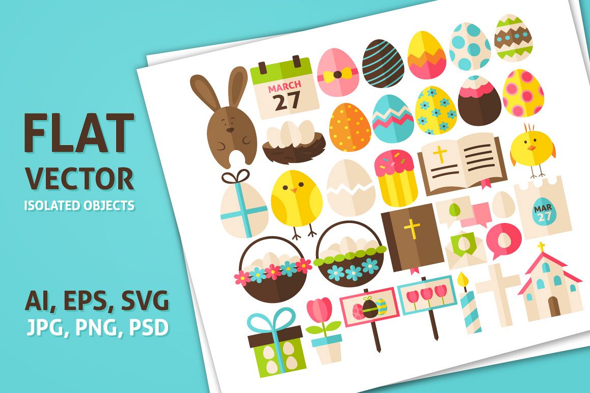 Happy Easter Vector Isolated Objects 1158x772 Happy Easter Vector Isolated Objects