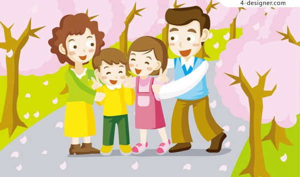 600x355 Designer Cartoon Happy Family Vector Material