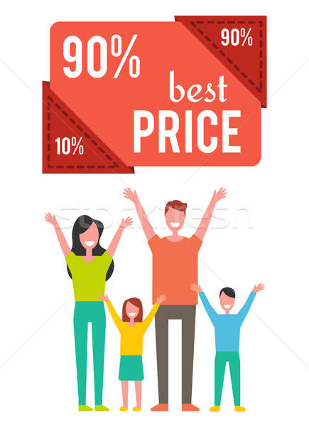 435x600 Special Offer Banner With Happy Family Vector Icon Vector