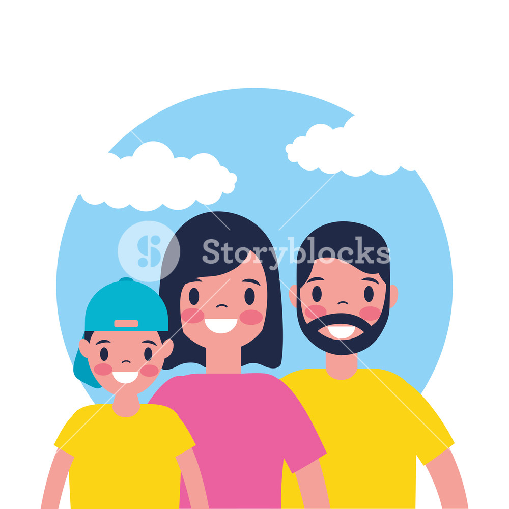 1000x1000 Outdoor Vacations Cute Happy Family Vector Illustration Royalty