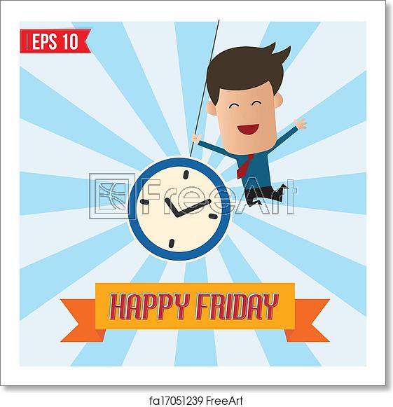 561x581 Free Art Print Of Cartoon Businessman Happy Friday