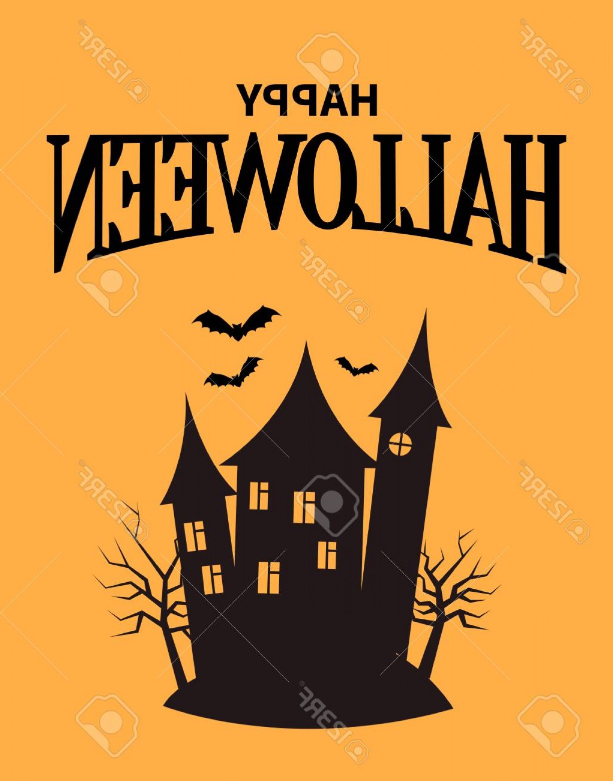 Photostock Vector Happy Halloween Poster With Closeup Of Creepy 1225x1560 Photostock Vector Happy Halloween Poster With Closeup Of Creepy