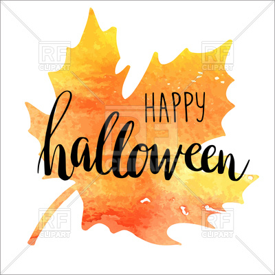 Halloween Card With Watercolor Maple Leaf And Lettering Happy 400x400 Halloween Card With Watercolor Maple Leaf And Lettering Happy