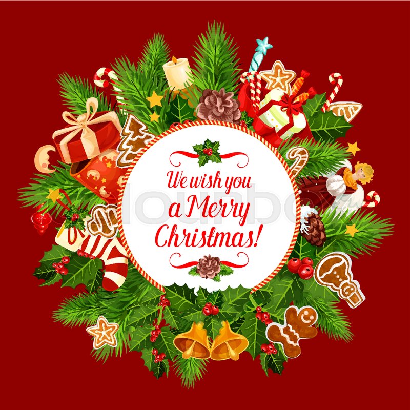 800x800 Merry Christmas Greeting Card Design Stock Vector Colourbox