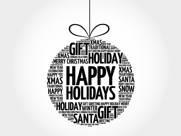 600x450 Happy Holiday With Word Cloud Christmas Ball Vector Free Download