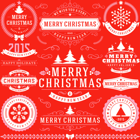 454x452 Christmas With Happy Holiday Labels Vector Free Vector