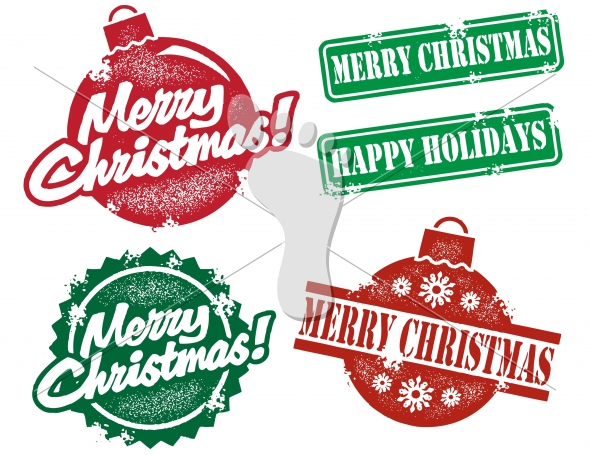 590x455 Merry Christmas Happy Holidays Vector Stamps Stompstock