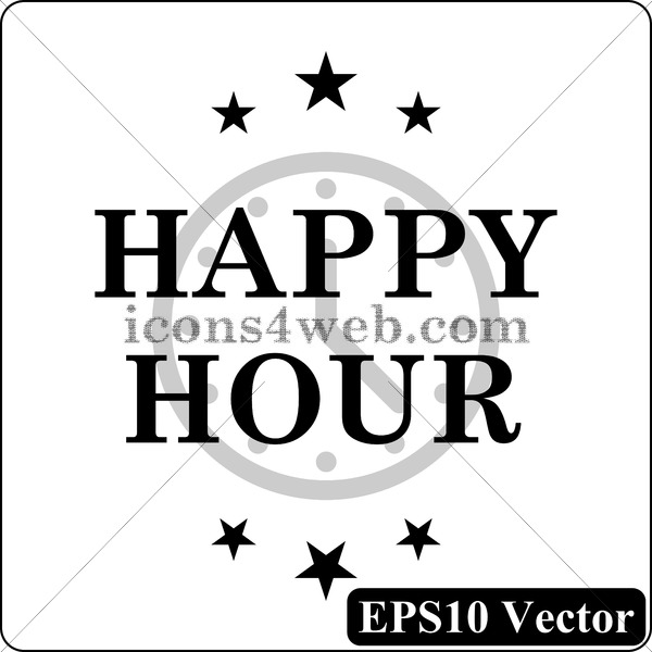 Happy Hour Black Icon Vector 600x600 Happy Hour Black Icon Vector