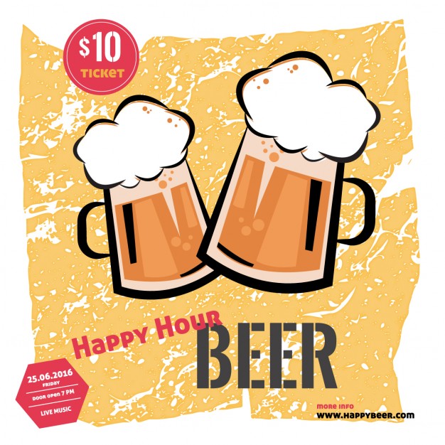 Happy Hour Of Beer Vector Free Download 626x626 Happy Hour Of Beer Vector Free Download