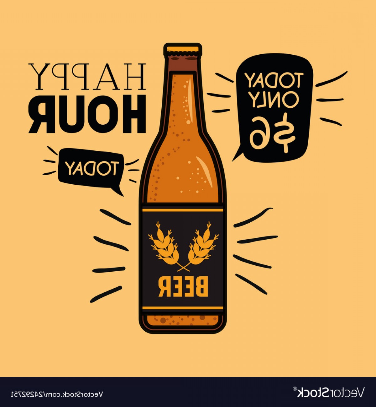 Happy Hour Beers Label With Bottle Vector Handandbeak 1200x1296 Happy Hour Beers Label With Bottle Vector Handandbeak