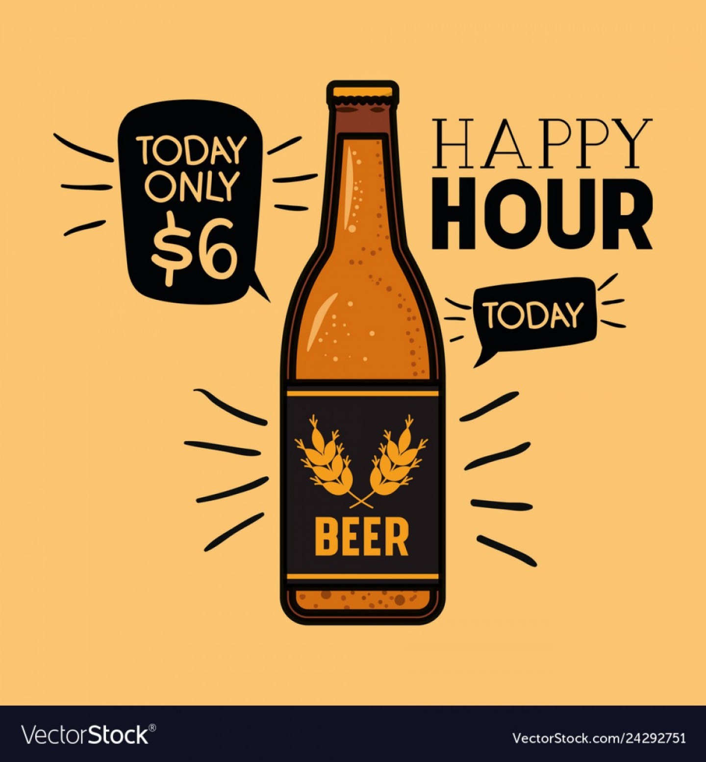 Happy Hour Beers Label With Bottle Vector Soidergi 1440x1555 Happy Hour Beers Label With Bottle Vector Soidergi
