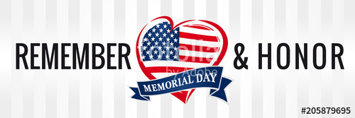 500x167 Memorial Day, Remember Honor With Usa Flag In Heart Banner