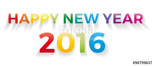 500x215 Happy New Year Vector Banner With The Text Colored Rainbow
