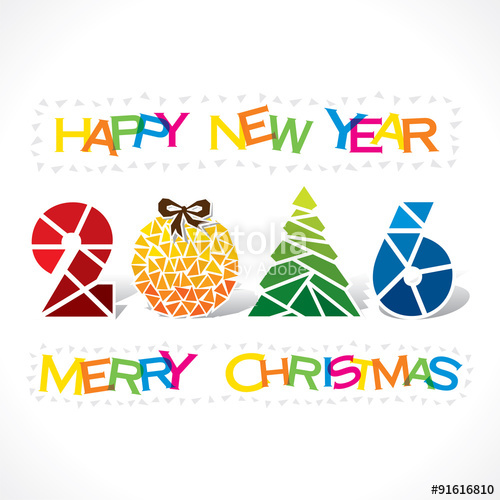 500x500 Creative Happy New Year Or Merry Christmas Tree Greeting