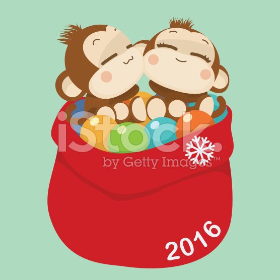 556x556 Cute Lovely Monkey Couple Happy New Year Vector