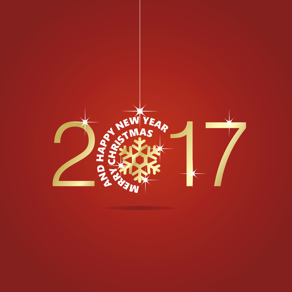 600x600 Happy New Year Christmas Ball Snowflake Red Vector Free Download