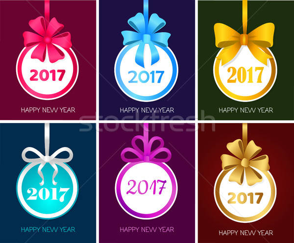 600x496 Happy New Year Round Christmas Toy Set Vector Vector