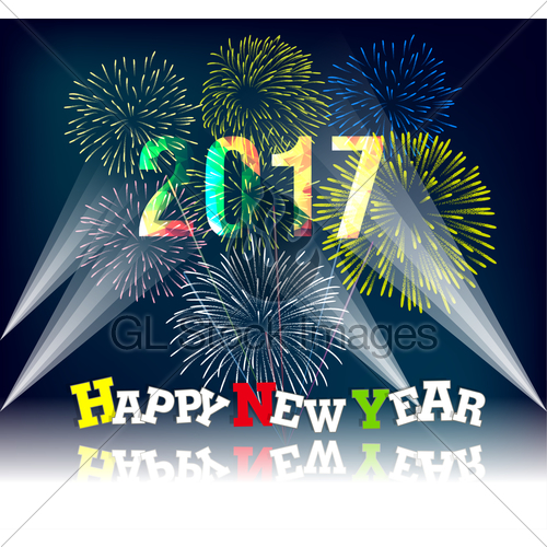 500x500 Happy New Year With Firework Vector Gl Stock Images