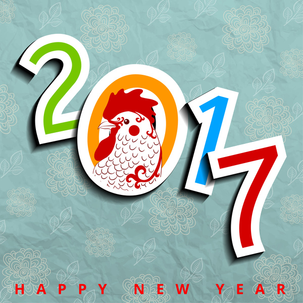 600x600 Happy New Year Chicken Year Asian Vintage Design Free Vector