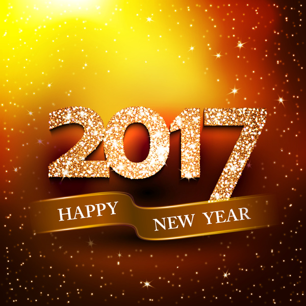 600x600 Happy New Year Banner With Shiny Background Vector Free Download