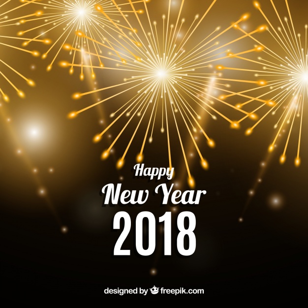 626x626 Happy New Year Background With Golden Fireworks Vector Free