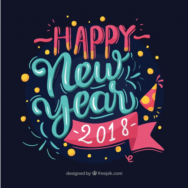 626x626 Happy New Year In Blue And Pink Letters Vector Free Download