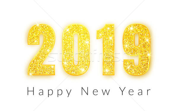 600x375 Happy New Year Gold Numbers Design Of Greeting Card, Vector