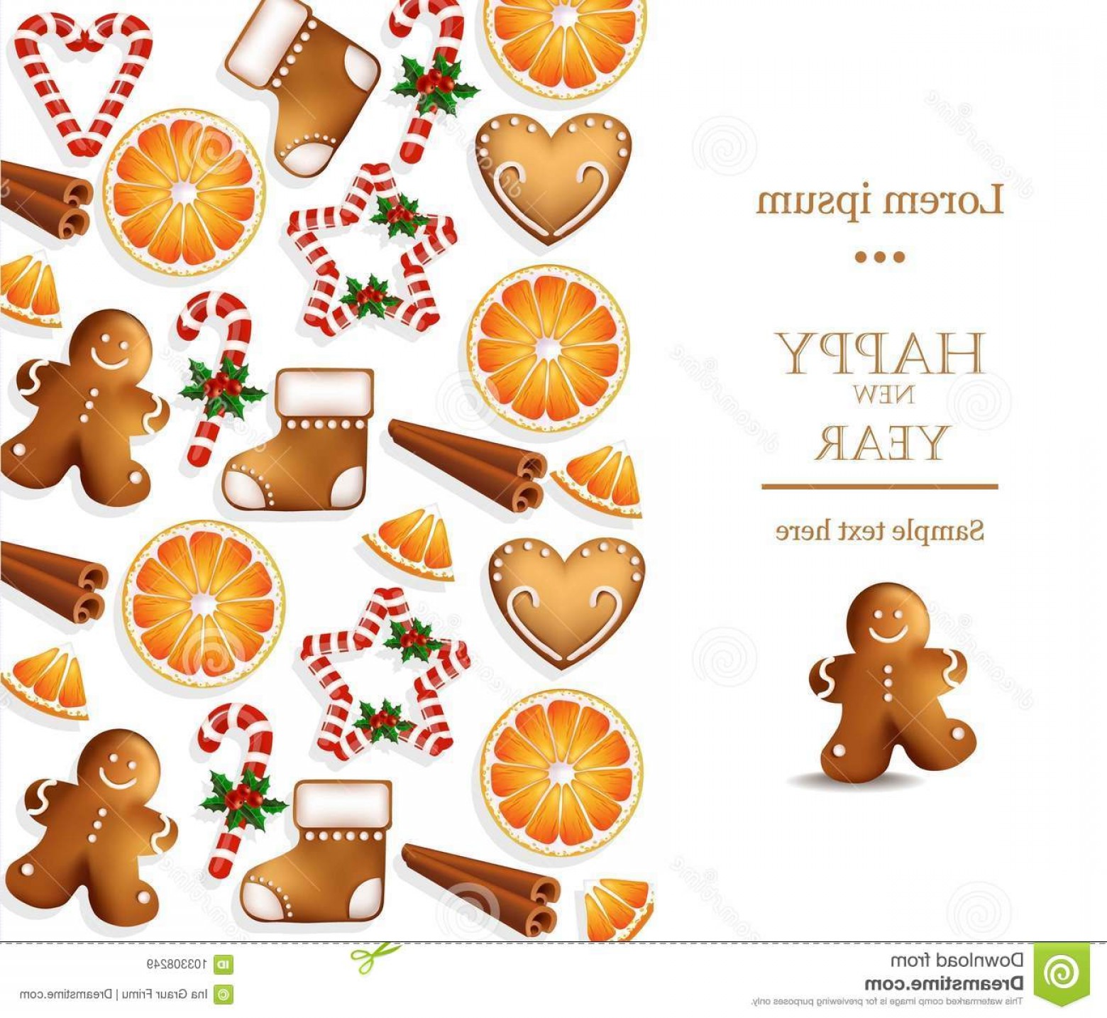 1560x1434 Happy New Year Card Gingerbread Cookies Vector Holidays Flavors
