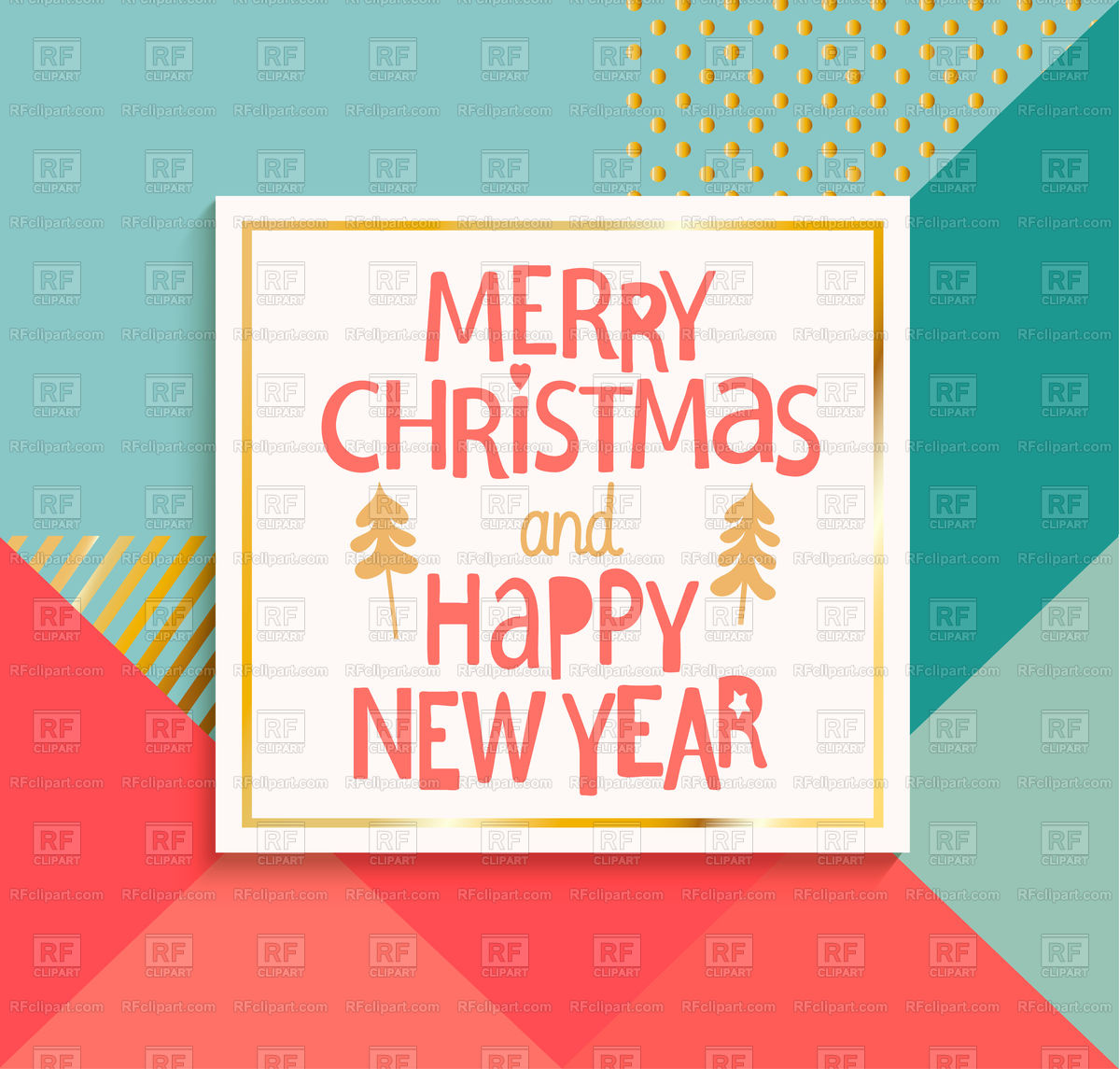 1200x1145 Happy New Year And Merry Christmas Modern Card Vector Image
