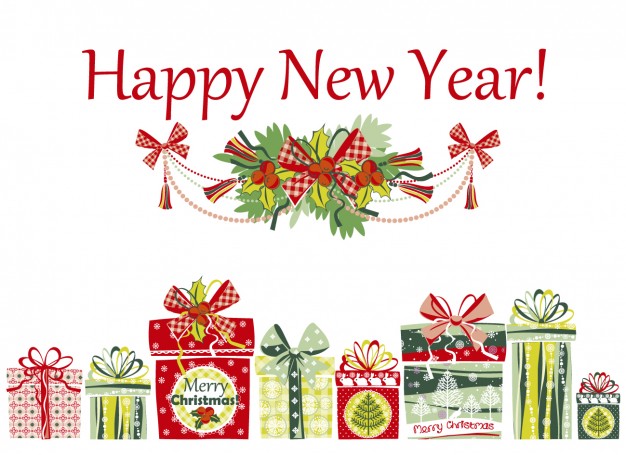 626x455 Happy New Year Card With Presents Vector Free Download