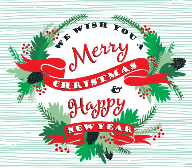 626x547 Merry Christmas And Happy New Year Card Vector Free Download