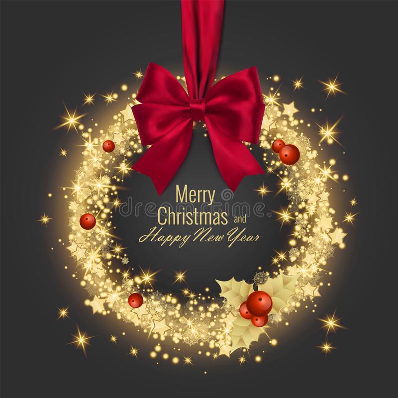 800x800 Merry Christmas Happy New Year Greeting Card Vector Illustration