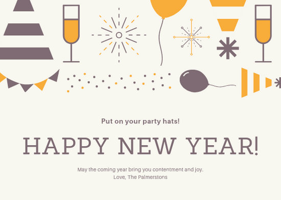 550x391 Cream Illustrated Vectors New Year Card
