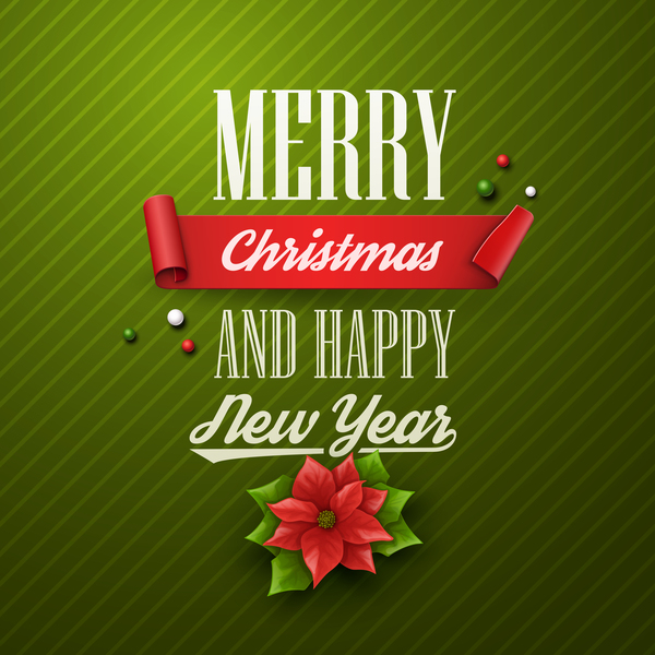 600x600 Green Merry Christmas With Happy New Year Card Vector