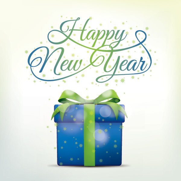 600x600 Happy New Year Present Free Vector