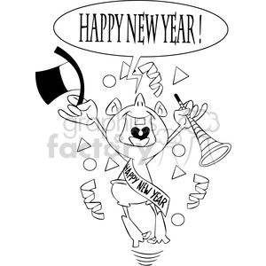 300x300 Black And White Happy New Year Baby New Year Vector Art Clipart
