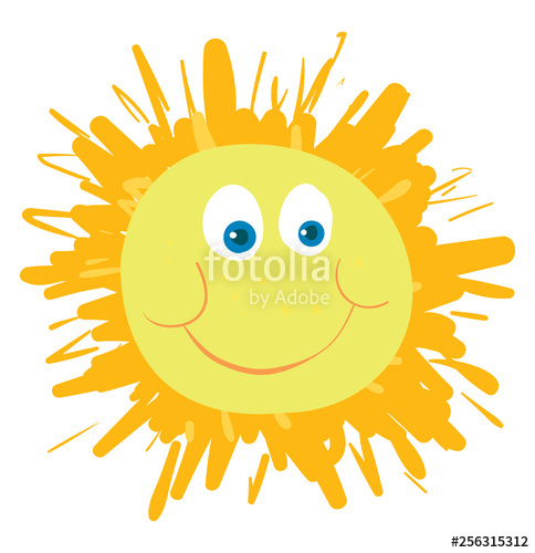 484x500 A Happy Sun, Vector Color Illustration Stock Image And Royalty