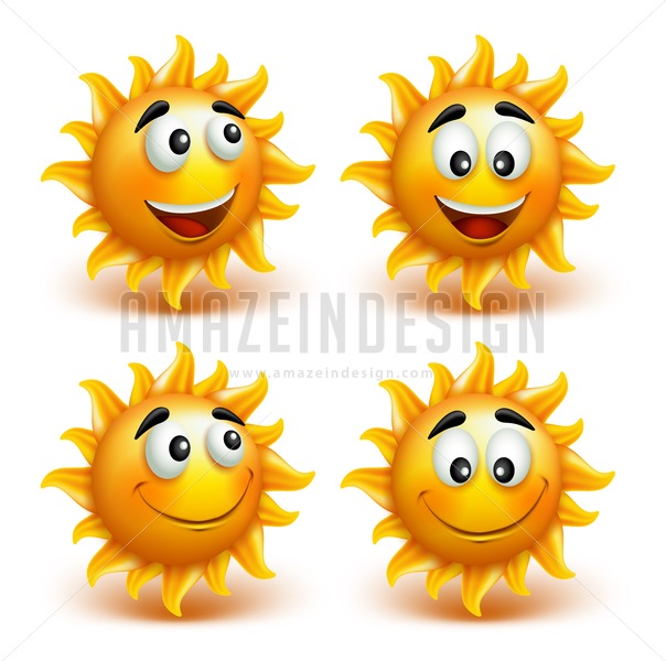 604x600 Set Of Summer Sun Vector Characters