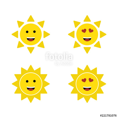 500x500 Smiling Sun Happy Sun Set Of Sun Vector Illustration Stock