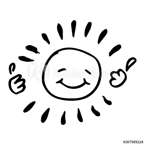500x500 Creative Black And White Happy Sun Vector Illustration