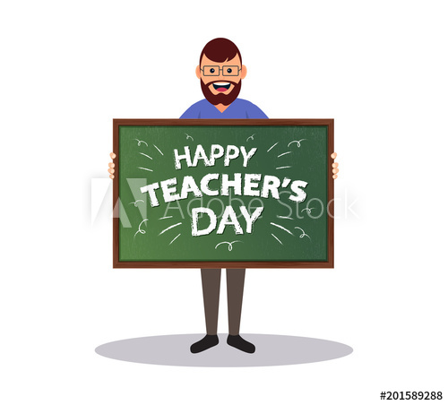 500x452 Happy Teacher's Day Vector Education Illustration With Flat
