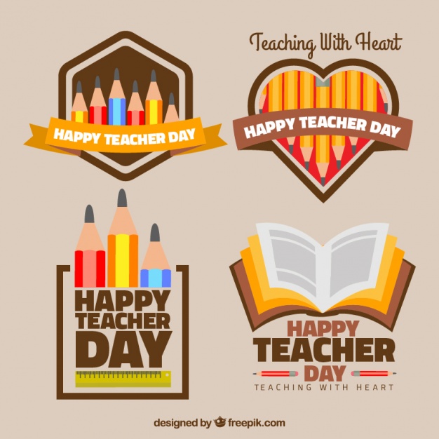 626x626 Set Of Decorative Happy Teacher's Day Stickers Vector Free Download