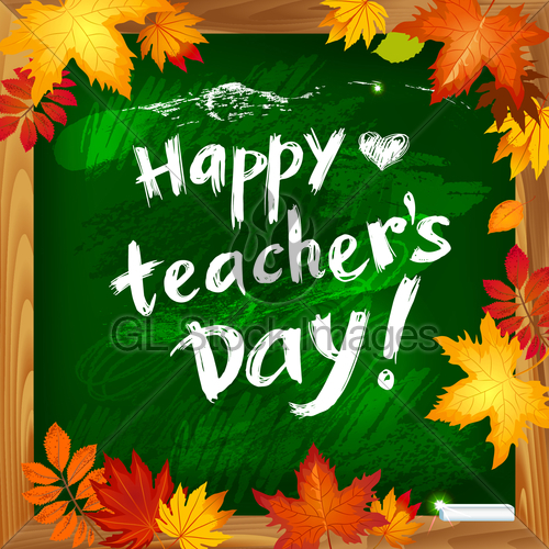 500x500 Happy Teacher's Day Vector Background On Blackboard Gl Stock