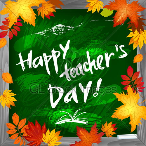 500x500 Happy Teacher's Day Vector Background On Blackboard Gl Stock Images
