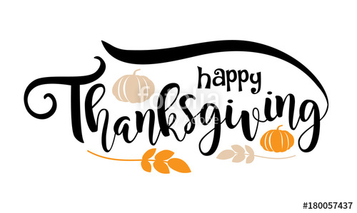 500x299 Happy Thanksgiving Text Design Lettering With Pumpkins And Leaves