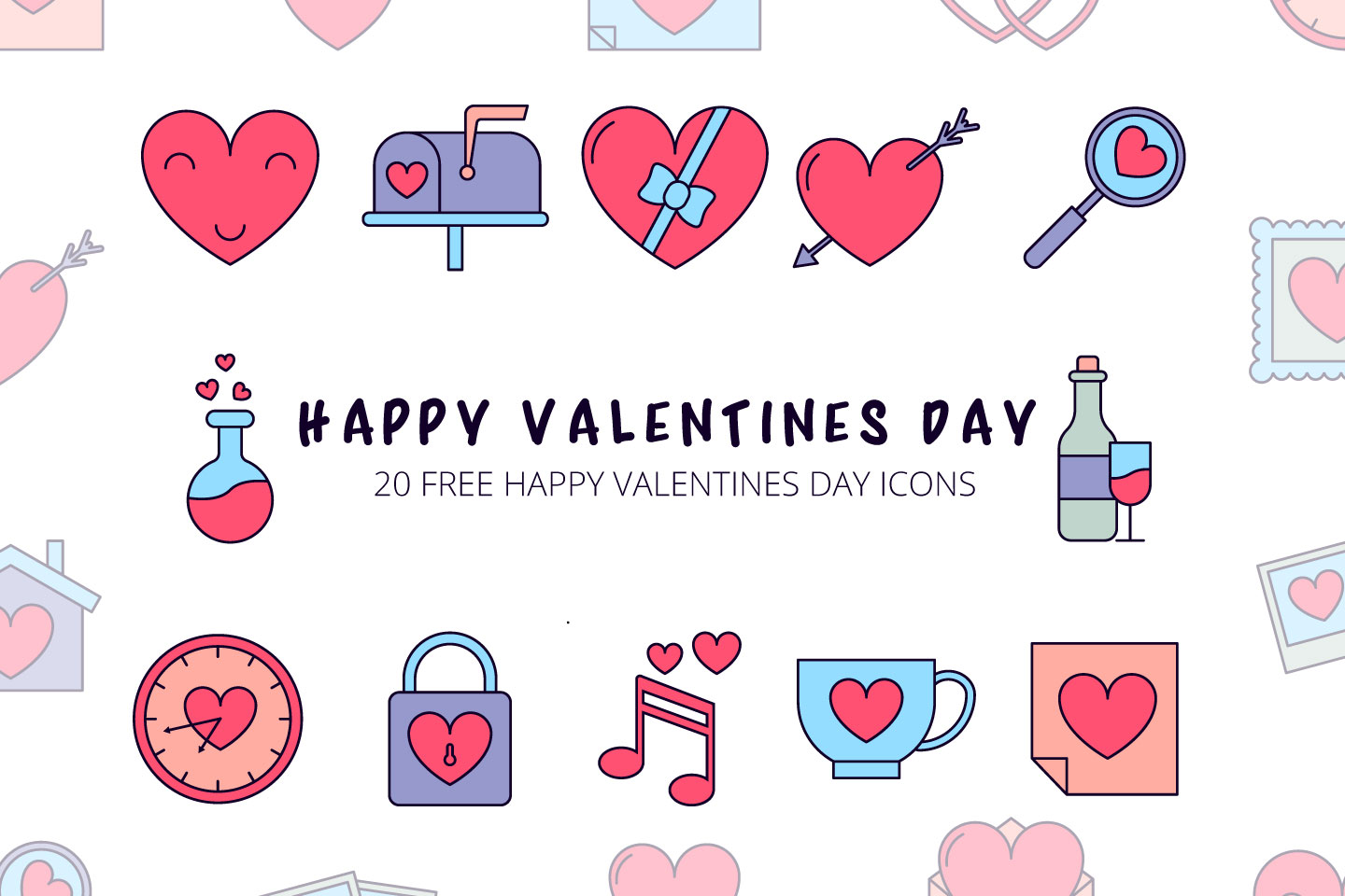 1440x960 Happy Valentines Day Vector Free Icon Set