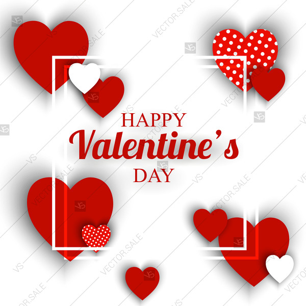 600x600 Happy Valentines Day Vector Invitation Red Heart Baby Shower