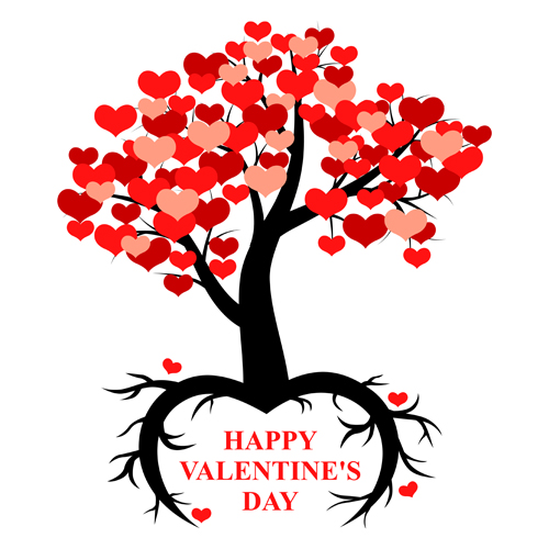 500x500 Hearts Tree With Valentines Day Vector Free Download