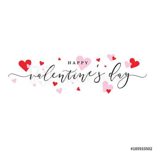 500x492 Happy Valentine's Day Vector Calligraphy With Pink And Red Hearts