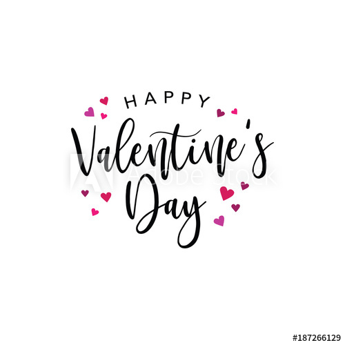 500x500 Happy Valentine's Day Vector Typography With Pink And Red Hearts